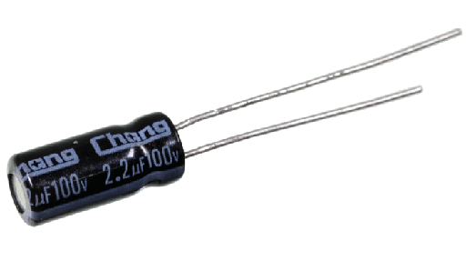 2.2uF 100VDC Condensador Electrolitico Radial Ø5x11.5mm -40+105°C