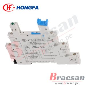 BASE DE RELAY INTERFACE 5 PINES 110V/125VAC 6A 250VAC SPDT RIEL DIN HONGFA 41F-1Z-C2-3
