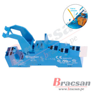 BASE PARA RELAY CONEXION RAPIDA PUSH-IN 16A 250VAC 5 PINES PARA RIEL DIN FINDER 97.P1SPA