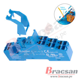BASE PARA RELAY CONEXION RAPIDA PUSH-IN 8A 250VAC 8 PINES PARA RIEL DIN FINDER 97.P2SPA