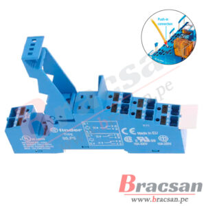 BASE PARA RELAY CONEXION RAPIDA PUSH-IN 10A 250VAC 8 PINES PARA RIEL DIN FINDER 95.P5SPA