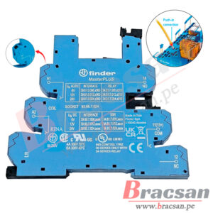 BASE PARA RELAY CONEXION RAPIDA PUSH-IN DE 6V, 12V, 24VDC/AC INTERFACE 6A 250VAC 5 PINES FINDER 93.66.7.024
