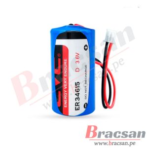 BATERIA DE LITIO 3.6V 19000MAH Li-SOCl2 TAMAÑO D R20 CON CABLE PARA PLC EVE ER34615