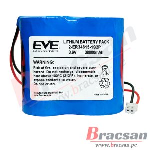 BATERIA DE LITIO 3.6V 38000MAH Li-SOCl2 MODELO D EVE ER34615-1S2P