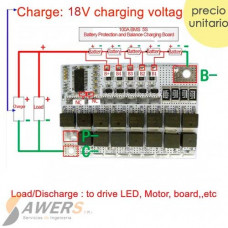 BMS Proteccion LiFePO4 5S 16V-100A