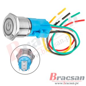 BOTON INTERRUPTOR LUMINOSO METALICO 220V PARA MONTAJE 16MM SW-U16P220-IN
