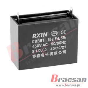 CAPACITOR DE ARRANQUE DE MOTOR CBB61 15UF 450VAC CBB61-15UF/450