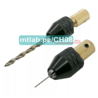 chuck (mandril) portabrocas para motores de 2mm de eje con rango de sujeción de 0.3mm a 3.2mm de diámetro.