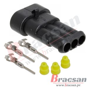 CONECTOR AUTOMOTRIZ AMP SUPERSEAL 1.5 3 PINES MACHO TE CONNECTIVITY 282105-1