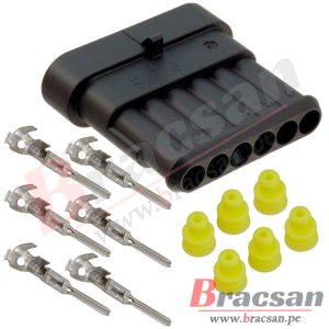 CONECTOR AUTOMOTRIZ AMP SUPERSEAL 1.5 6 PINES MACHO TE CONNECTIVITY 282108-1