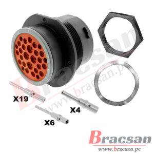 CONECTOR AUTOMOTRIZ CIRCULAR MACHO 29 PINES 22-14AWG x6 / 20-14AWG x19 / 14-10AWG x4 DEUTSCH HDP24-24-29PE