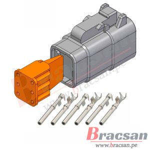 CONECTOR AUTOMOTRIZ HEMBRA DEUTSCH 6 PINES 22-16AWG DTM06-6S