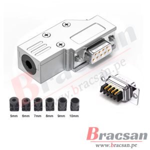 CONECTOR D-SUB SERIAL 9 PINES DB9 HEMBRA METALICO EN ANGULO 90° MHDCMR9-ULP-H