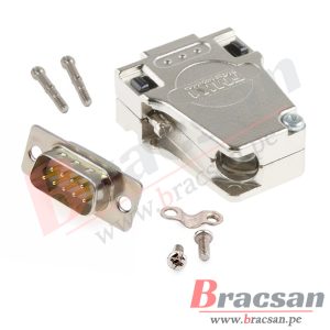 CONECTOR D-SUB SERIAL 9 PINES DB9 HEMBRA METALICO EN ANGULO 45 FMK1-DB9-H