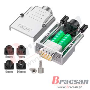 CONECTOR D-SUB SERIAL 9 PINES DB9 HEMBRA CON BORNERA METALICO DB9-HBOR-M