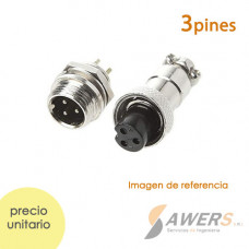 Conector de aviacion GX16 - 3pines M-H