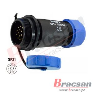 CONECTOR IMPERMEABLE HERMETICO 2 PINES 21MM MACHO AEREO IP68 WEIPU SP2111/P2-1C