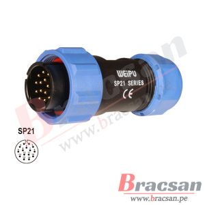 CONECTOR IMPERMEABLE HERMETICO 5 PINES 21MM HEMBRA AEREO IP68 WEIPU SP2110/S5