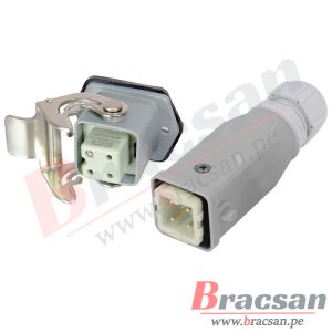 CONECTOR INDUSTRIAL METALICO 4 PINES MACHO + HEMBRA ANGULO ACOTADO HDC-HA-003-1