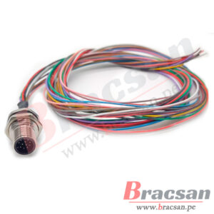 CONECTOR M12 PARA CHASIS, PANEL DE 12 PINES MACHO TIPO A CON CABLE BS CONNECTOR M12-12MCC