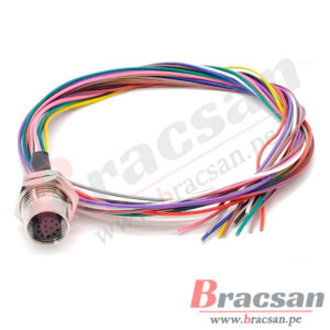 CONECTOR M12 PARA CHASIS, PANEL DE 12 PINES HEMBRA TIPO A CON CABLE BS CONNECTOR M12-12HCC