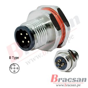 CONECTOR M12 PARA CHASIS, PANEL DE 5 PINES MACHO TIPO B BS CONNECTOR M12-5BMC