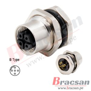 CONECTOR M12 PARA CHASIS, PANEL DE 5 PINES HEMBRA TIPO B BS CONNECTOR M12-5BHC