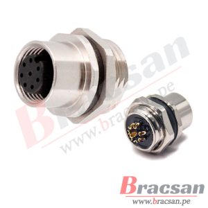 CONECTOR M12 PARA CHASIS, PANEL DE 8 PINES HEMBRA TIPO A BS CONNECTOR M12-8HC