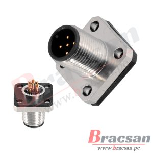 CONECTOR M12 PARA CHASIS, PANEL TIPO BRIDA DE 5 PINES MACHO TIPO A BS CONNECTOR M12-5AMB