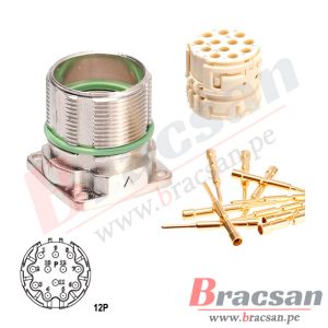 CONECTOR M23 SERVOMOTOR 12 PINES MACHO CHASIS CAZN M623-P12P-GCH
