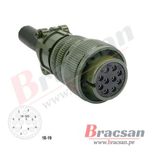 CONECTOR MILITAR AVIACION SERIE DS/MS 10 PINES HEMBRA RECTO DS3106A 18-19S-C