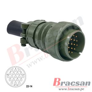CONECTOR MILITAR AVIACION SERIE DS/MS 19 PINES MACHO RECTO DS3106A 22-14P-A