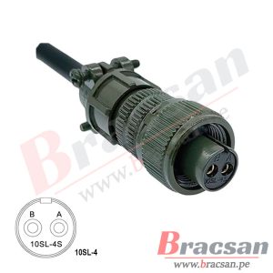 CONECTOR MILITAR AVIACION SERIE DS/MS 2 PINES HEMBRA RECTO DS3106A 10SL-4S-A
