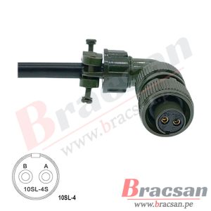CONECTOR MILITAR AVIACION SERIE DS/MS 2 PINES HEMBRA ACOTADO ANGULO DS3108A 10SL-4S-L