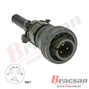 CONECTOR MILITAR AVIACION SERIE DS/MS 3 PINES MACHO RECTO MS3106A 14S-7P