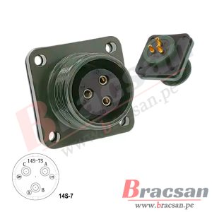 CONECTOR MILITAR AVIACION SERIE DS/MS 3 PINES HEMBRA CHASIS MS3102A 14S-7S