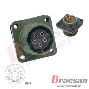 CONECTOR MILITAR AVIACION SERIE DS/MS 5 PINES HEMBRA CHASIS DS3102A 14S-5S-C