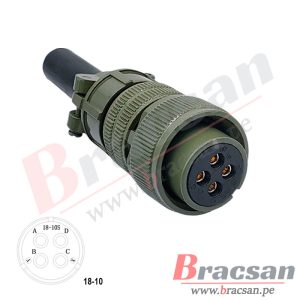 CONECTOR MILITAR AVIACION SERVOMOTOR 4 PINES HEMBRA RECTO DS3106A 18-10S-A