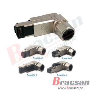 CONECTOR PLUG RJ45 CAT6A ACOTADO 90° BLINDADO SATRA 0103040002