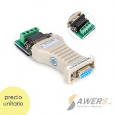 Conversor serial RS232 a RS485, conector DB9 hembra y bornera