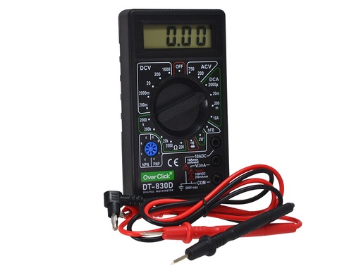 DT-830D Multimetro Digital Color Negro con Puntas de Prueba