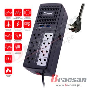 ESTABILIZADOR 4 TOMAS AVR 1000VA 500W CON CABLE 1.5MT A⁺PLUS PLUSSHIELD 11-1000UN