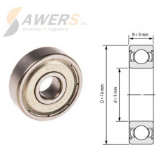 F625ZZ 5x16x5mm Rodamiento con Brida