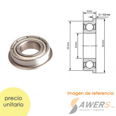 F688ZZ 8x16x5mm Rodamiento con bridas
