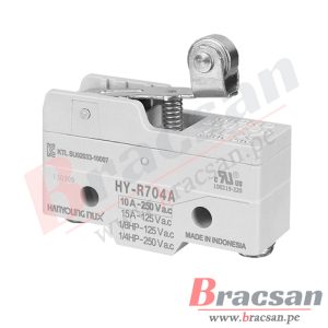 FINAL DE CARRERA MICROSWITCH 10A 250VAC SPDT PALANCA CORTA CON RUEDA HANYOUNG NUX HY-R704A
