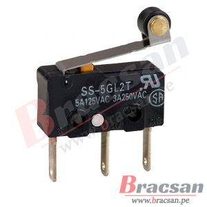 FINAL DE CARRERA MICROSWITCH 5A 125V SPDT PALANCA CON RUEDA 3 PINES OMRON SS-5GL2T