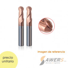 Fresa Corte Espiral BallNose HRC55 2 flauta R=2.0 SHK=4mm