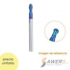 Fresa Corte Espiral BallNose HRC65 R=2.0*12*75L
