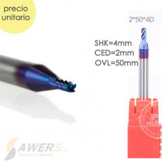Fresa Corte Espiral HRC63 4 Flauta CED=2*6*50mm SHK=4mm