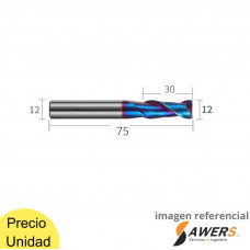 Fresa Corte espiral HRC65 2 Flauta CED=12*30*75mm SHK=12mm